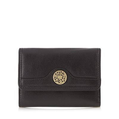 Black leather floral charm purse